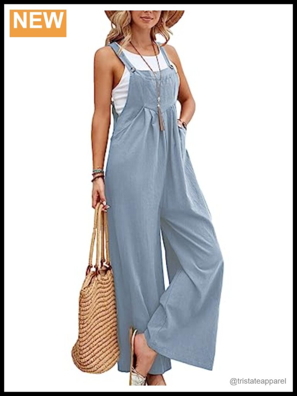 Wide Leg Bib Overalls Cotton Linen Jumpsuit Loose Fit Summer Romper